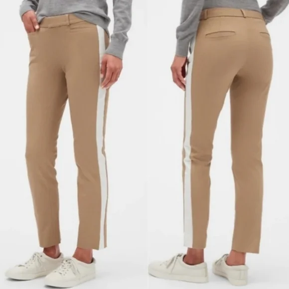 Banana Republic Tan and White Slim-Fit Trousers - Picture 1 of 6